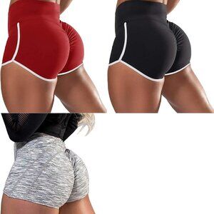 Bundle Lot 3 Women's Workout Shorts Scrunch Booty Gym Yoga Sports Athletic Sz M